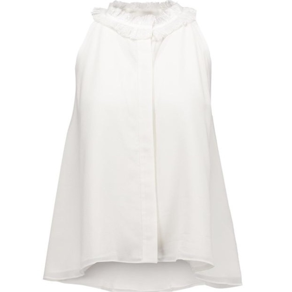 Alexis Blanche Lace-trimmed silk crepe de chine